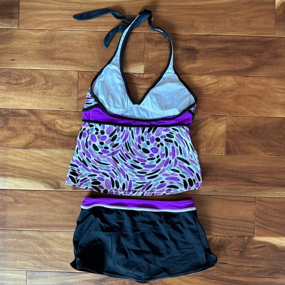 ZeroXposur Purple and Black Halter Tankini and Skort Set size 8/10 - Picture 6 of 8
